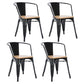 Industrial Style Dining Chair Metal Dining Arm Side Chairs for Kitchen (Set of 4) Black Clearhalo ' kitchen&dining_furn' 'Dining Chairs' 'Dining Tables & Seating' 'dining_chair' 'furn' 'furn_dining_chair' 'Furniture' 'furniture_dining_chair' 'Kitchen & Dining Furniture' 'kitchen' 4343671