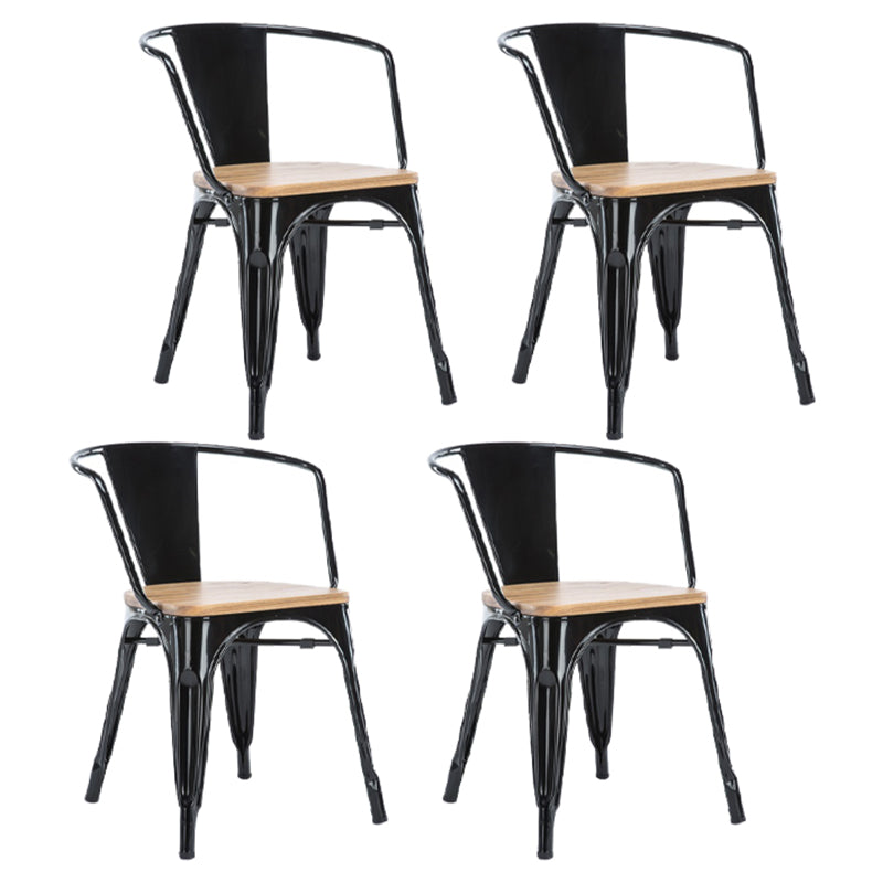 Industrial Style Dining Chair Metal Dining Arm Side Chairs for Kitchen (Set of 4) Black Clearhalo ' kitchen&dining_furn' 'Dining Chairs' 'Dining Tables & Seating' 'dining_chair' 'furn' 'furn_dining_chair' 'Furniture' 'furniture_dining_chair' 'Kitchen & Dining Furniture' 'kitchen' 4343671