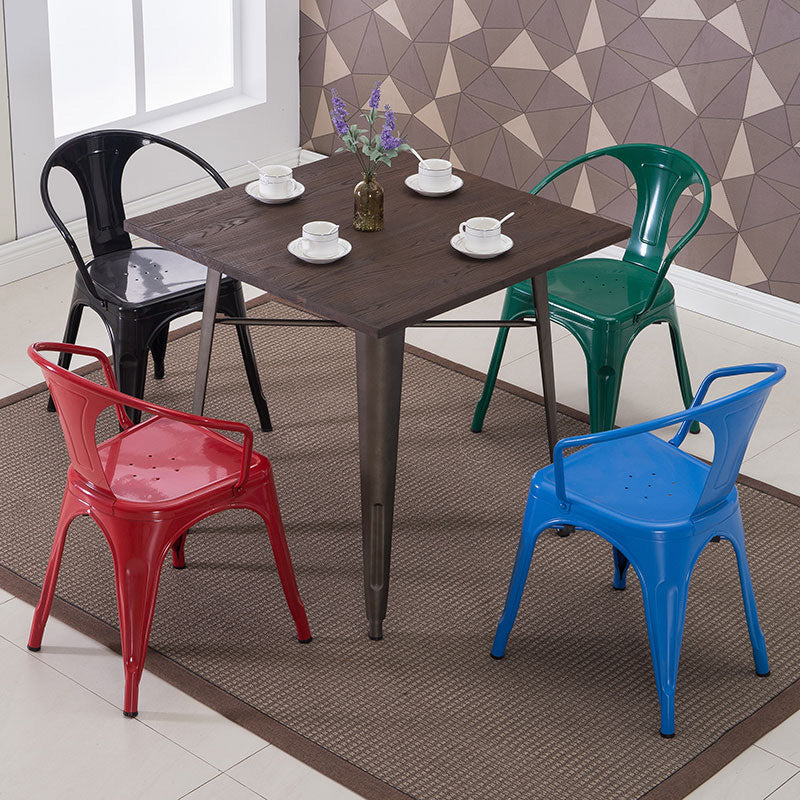 Industrial Style Dining Chair Metal Dining Arm Side Chairs for Kitchen (Set of 4) Clearhalo ' kitchen&dining_furn' 'Dining Chairs' 'Dining Tables & Seating' 'dining_chair' 'furn' 'furn_dining_chair' 'Furniture' 'furniture_dining_chair' 'Kitchen & Dining Furniture' 'kitchen' 4343672