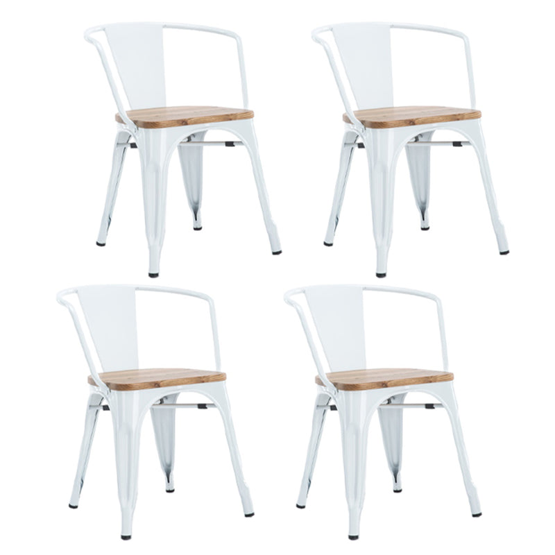 Industrial Style Dining Chair Metal Dining Arm Side Chairs for Kitchen (Set of 4) White Clearhalo ' kitchen&dining_furn' 'Dining Chairs' 'Dining Tables & Seating' 'dining_chair' 'furn' 'furn_dining_chair' 'Furniture' 'furniture_dining_chair' 'Kitchen & Dining Furniture' 'kitchen' 4343673
