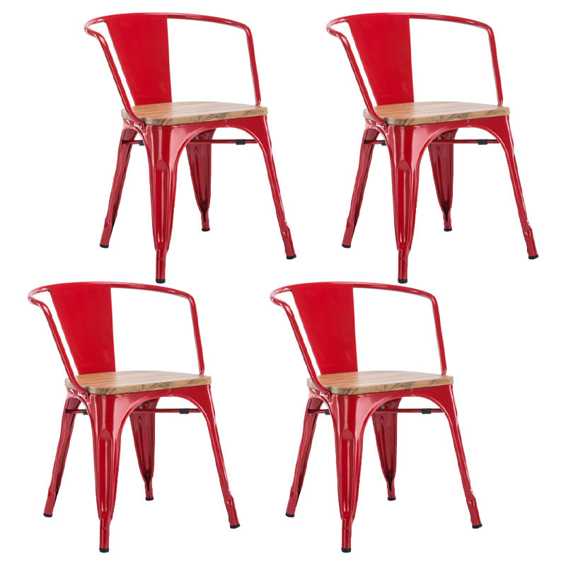 Industrial Style Dining Chair Metal Dining Arm Side Chairs for Kitchen (Set of 4) Red Clearhalo ' kitchen&dining_furn' 'Dining Chairs' 'Dining Tables & Seating' 'dining_chair' 'furn' 'furn_dining_chair' 'Furniture' 'furniture_dining_chair' 'Kitchen & Dining Furniture' 'kitchen' 4343674