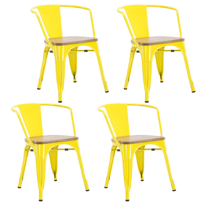 Industrial Style Dining Chair Metal Dining Arm Side Chairs for Kitchen (Set of 4) Yellow Clearhalo ' kitchen&dining_furn' 'Dining Chairs' 'Dining Tables & Seating' 'dining_chair' 'furn' 'furn_dining_chair' 'Furniture' 'furniture_dining_chair' 'Kitchen & Dining Furniture' 'kitchen' 4343677