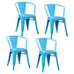 Industrial Style Dining Chair Metal Dining Arm Side Chairs for Kitchen (Set of 4) Blue Clearhalo ' kitchen&dining_furn' 'Dining Chairs' 'Dining Tables & Seating' 'dining_chair' 'furn' 'furn_dining_chair' 'Furniture' 'furniture_dining_chair' 'Kitchen & Dining Furniture' 'kitchen' 4343680