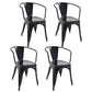 Industrial Style Dining Chair Metal Dining Arm Side Chairs for Kitchen (Set of 4) Gloss Black Clearhalo ' kitchen&dining_furn' 'Dining Chairs' 'Dining Tables & Seating' 'dining_chair' 'furn' 'furn_dining_chair' 'Furniture' 'furniture_dining_chair' 'Kitchen & Dining Furniture' 'kitchen' 4343684