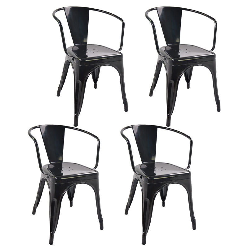 Industrial Style Dining Chair Metal Dining Arm Side Chairs for Kitchen (Set of 4) Gloss Black Clearhalo ' kitchen&dining_furn' 'Dining Chairs' 'Dining Tables & Seating' 'dining_chair' 'furn' 'furn_dining_chair' 'Furniture' 'furniture_dining_chair' 'Kitchen & Dining Furniture' 'kitchen' 4343684