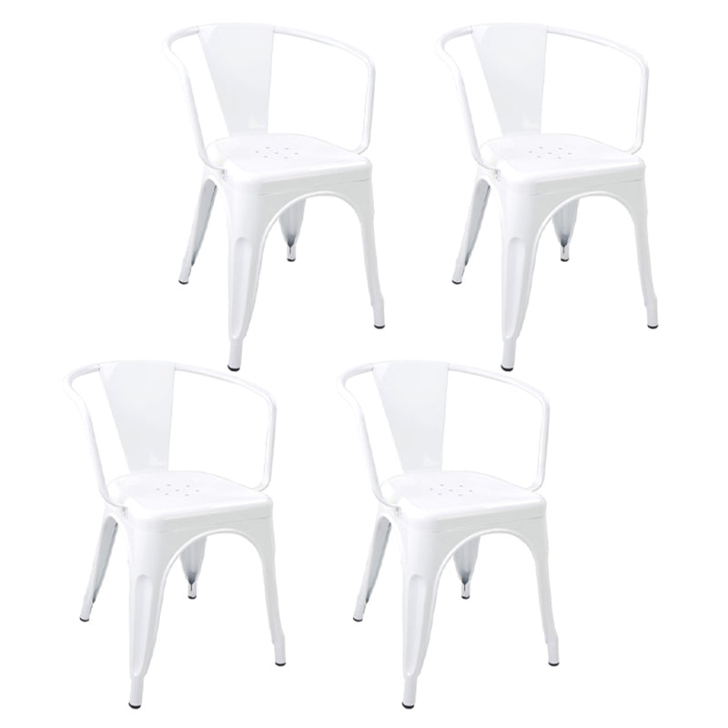 Industrial Style Dining Chair Metal Dining Arm Side Chairs for Kitchen (Set of 4) Gloss White Clearhalo ' kitchen&dining_furn' 'Dining Chairs' 'Dining Tables & Seating' 'dining_chair' 'furn' 'furn_dining_chair' 'Furniture' 'furniture_dining_chair' 'Kitchen & Dining Furniture' 'kitchen' 4343686