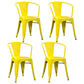 Industrial Style Dining Chair Metal Dining Arm Side Chairs for Kitchen (Set of 4) Lemon Yellow Clearhalo ' kitchen&dining_furn' 'Dining Chairs' 'Dining Tables & Seating' 'dining_chair' 'furn' 'furn_dining_chair' 'Furniture' 'furniture_dining_chair' 'Kitchen & Dining Furniture' 'kitchen' 4343689