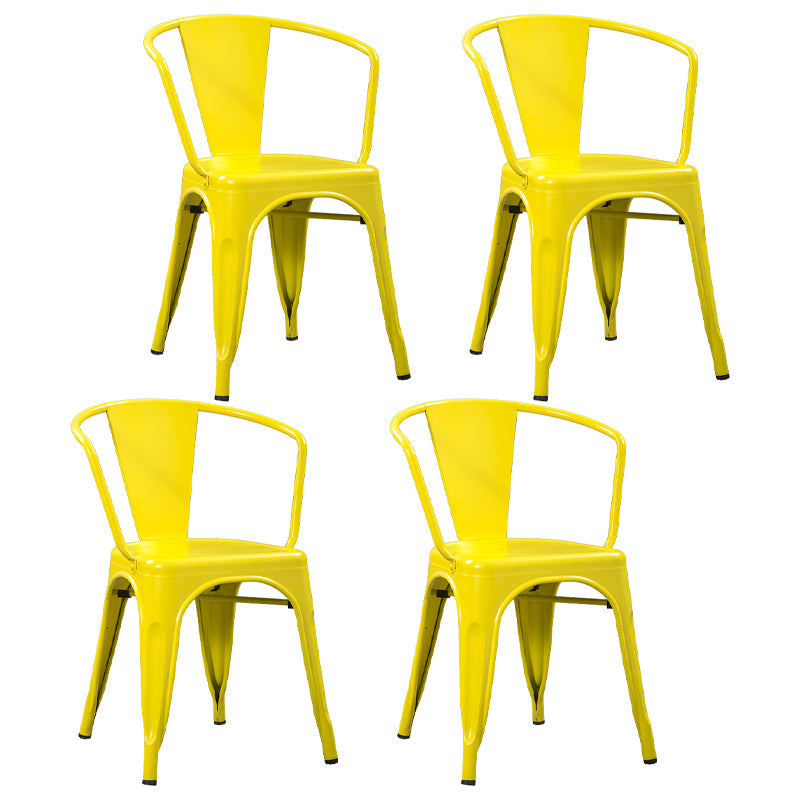 Industrial Style Dining Chair Metal Dining Arm Side Chairs for Kitchen (Set of 4) Lemon Yellow Clearhalo ' kitchen&dining_furn' 'Dining Chairs' 'Dining Tables & Seating' 'dining_chair' 'furn' 'furn_dining_chair' 'Furniture' 'furniture_dining_chair' 'Kitchen & Dining Furniture' 'kitchen' 4343689