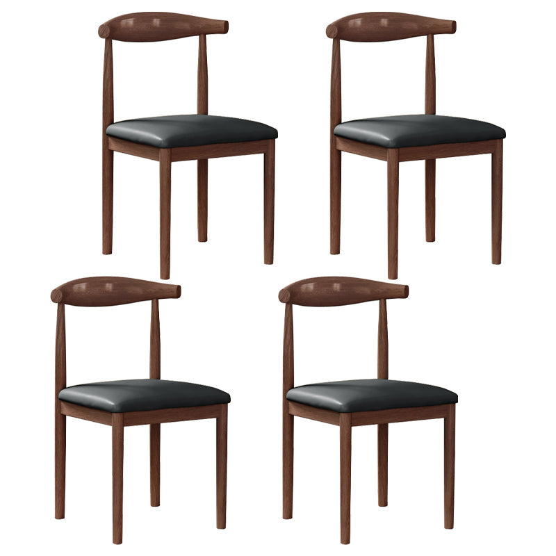 Modern Indoor-Outdoor Dining Chair Metal Armless Open Back Dining Side Chair Black-Brown 4 Piece Set Clearhalo ' kitchen&dining_furn' 'Dining Chairs' 'Dining Tables & Seating' 'dining_chair' 'furn' 'furn_dining_chair' 'Furniture' 'furniture_dining_chair' 'Kitchen & Dining Furniture' 'kitchen' 4343731