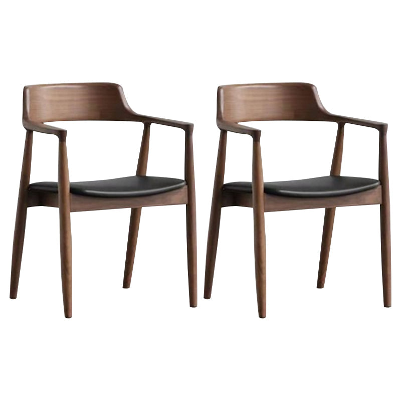 Contemporary Ash Open Back Arm Chair Walnut Upholstered Dining Chair (Set of 2) Brown Clearhalo ' kitchen&dining_furn' 'Dining Chairs' 'Dining Tables & Seating' 'dining_chair' 'furn' 'furn_dining_chair' 'Furniture' 'furniture_dining_chair' 'Kitchen & Dining Furniture' 'kitchen' 4343752