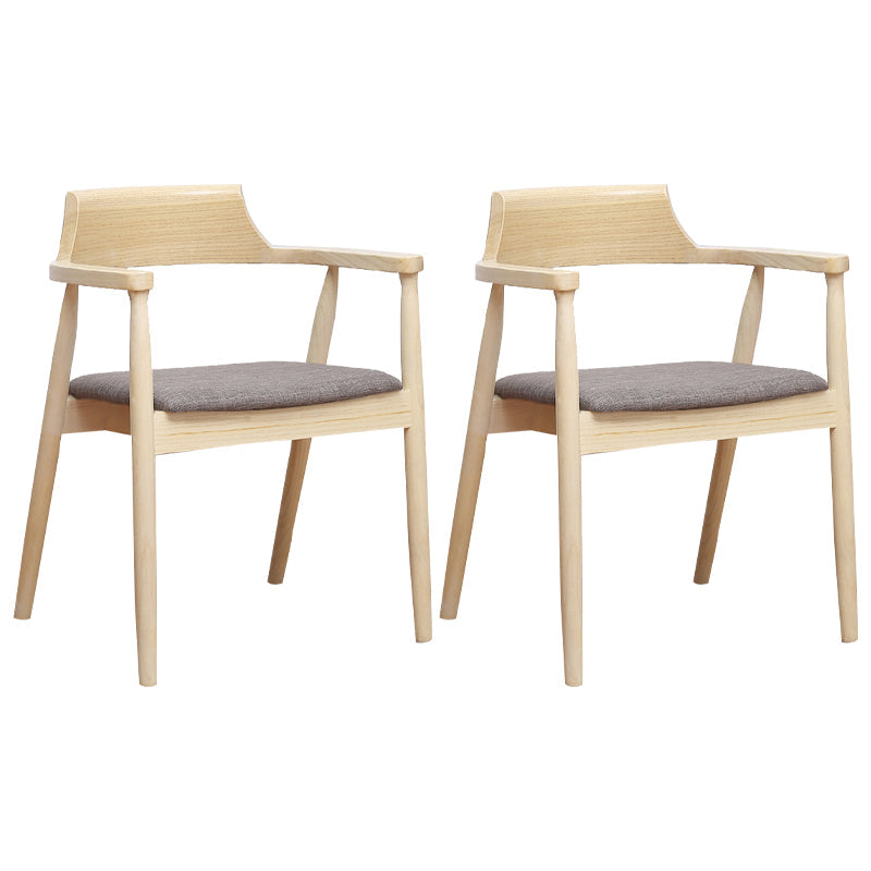 Contemporary Ash Open Back Arm Chair Walnut Upholstered Dining Chair (Set of 2) Wood Clearhalo ' kitchen&dining_furn' 'Dining Chairs' 'Dining Tables & Seating' 'dining_chair' 'furn' 'furn_dining_chair' 'Furniture' 'furniture_dining_chair' 'Kitchen & Dining Furniture' 'kitchen' 4343753