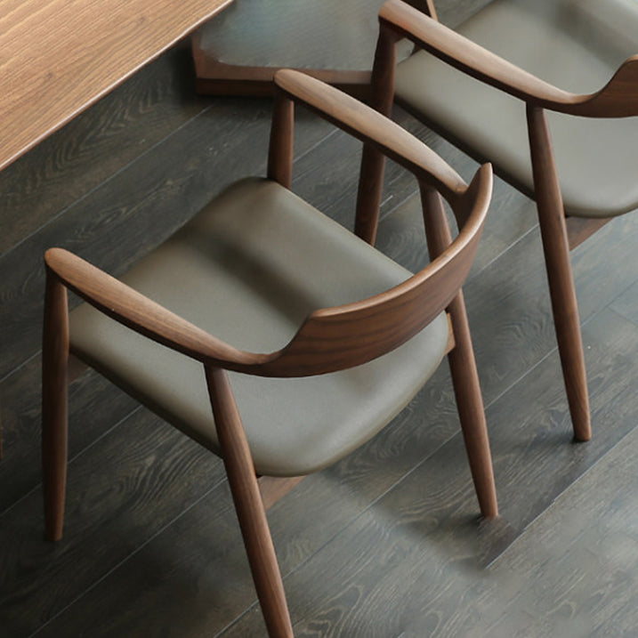 Contemporary Ash Open Back Arm Chair Walnut Upholstered Dining Chair (Set of 2) Clearhalo ' kitchen&dining_furn' 'Dining Chairs' 'Dining Tables & Seating' 'dining_chair' 'furn' 'furn_dining_chair' 'Furniture' 'furniture_dining_chair' 'Kitchen & Dining Furniture' 'kitchen' 4343755