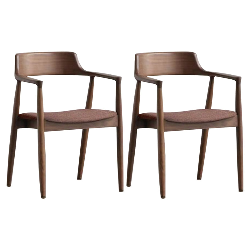 Contemporary Ash Open Back Arm Chair Walnut Upholstered Dining Chair (Set of 2) Red Brown Clearhalo ' kitchen&dining_furn' 'Dining Chairs' 'Dining Tables & Seating' 'dining_chair' 'furn' 'furn_dining_chair' 'Furniture' 'furniture_dining_chair' 'Kitchen & Dining Furniture' 'kitchen' 4343758