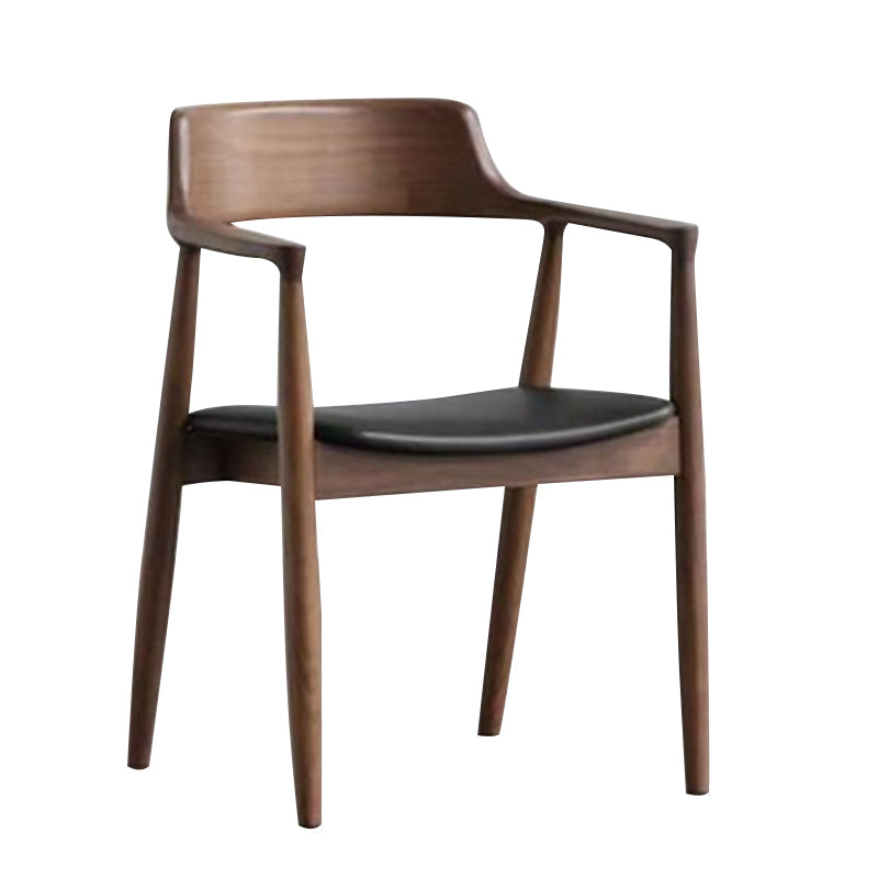 Contemporary Ash Open Back Arm Chair Walnut Upholstered Dining Chair (Set of 2) Clearhalo ' kitchen&dining_furn' 'Dining Chairs' 'Dining Tables & Seating' 'dining_chair' 'furn' 'furn_dining_chair' 'Furniture' 'furniture_dining_chair' 'Kitchen & Dining Furniture' 'kitchen' 4343759