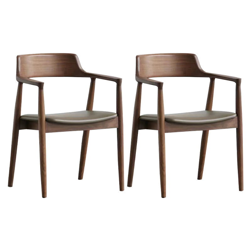 Contemporary Ash Open Back Arm Chair Walnut Upholstered Dining Chair (Set of 2) Dark Wood Clearhalo ' kitchen&dining_furn' 'Dining Chairs' 'Dining Tables & Seating' 'dining_chair' 'furn' 'furn_dining_chair' 'Furniture' 'furniture_dining_chair' 'Kitchen & Dining Furniture' 'kitchen' 4343762