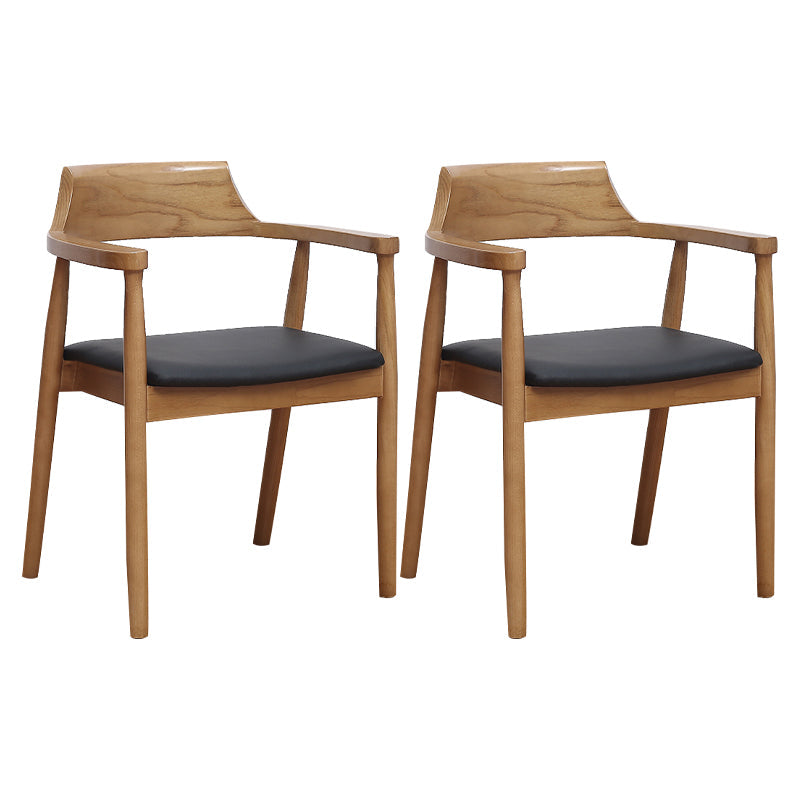 Contemporary Ash Open Back Arm Chair Walnut Upholstered Dining Chair (Set of 2) Black-Brown Clearhalo ' kitchen&dining_furn' 'Dining Chairs' 'Dining Tables & Seating' 'dining_chair' 'furn' 'furn_dining_chair' 'Furniture' 'furniture_dining_chair' 'Kitchen & Dining Furniture' 'kitchen' 4343763