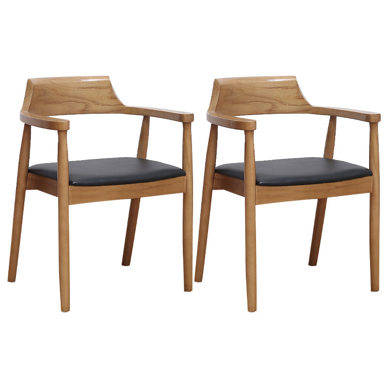 Contemporary Ash Open Back Arm Chair Walnut Upholstered Dining Chair (Set of 2) Black-Yellow Clearhalo ' kitchen&dining_furn' 'Dining Chairs' 'Dining Tables & Seating' 'dining_chair' 'furn' 'furn_dining_chair' 'Furniture' 'furniture_dining_chair' 'Kitchen & Dining Furniture' 'kitchen' 4343765
