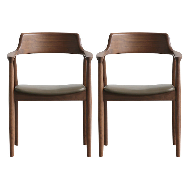 Contemporary Ash Open Back Arm Chair Walnut Upholstered Dining Chair (Set of 2) Dark Brown Clearhalo ' kitchen&dining_furn' 'Dining Chairs' 'Dining Tables & Seating' 'dining_chair' 'furn' 'furn_dining_chair' 'Furniture' 'furniture_dining_chair' 'Kitchen & Dining Furniture' 'kitchen' 4343767