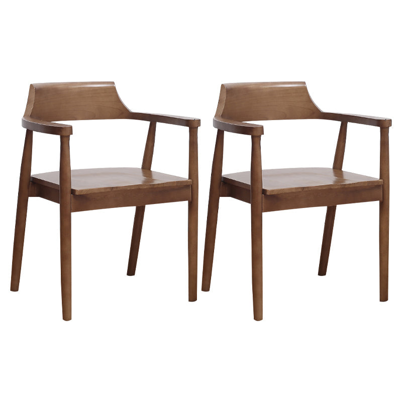 Contemporary Ash Open Back Arm Chair Walnut Upholstered Dining Chair (Set of 2) Walnut Clearhalo ' kitchen&dining_furn' 'Dining Chairs' 'Dining Tables & Seating' 'dining_chair' 'furn' 'furn_dining_chair' 'Furniture' 'furniture_dining_chair' 'Kitchen & Dining Furniture' 'kitchen' 4343771