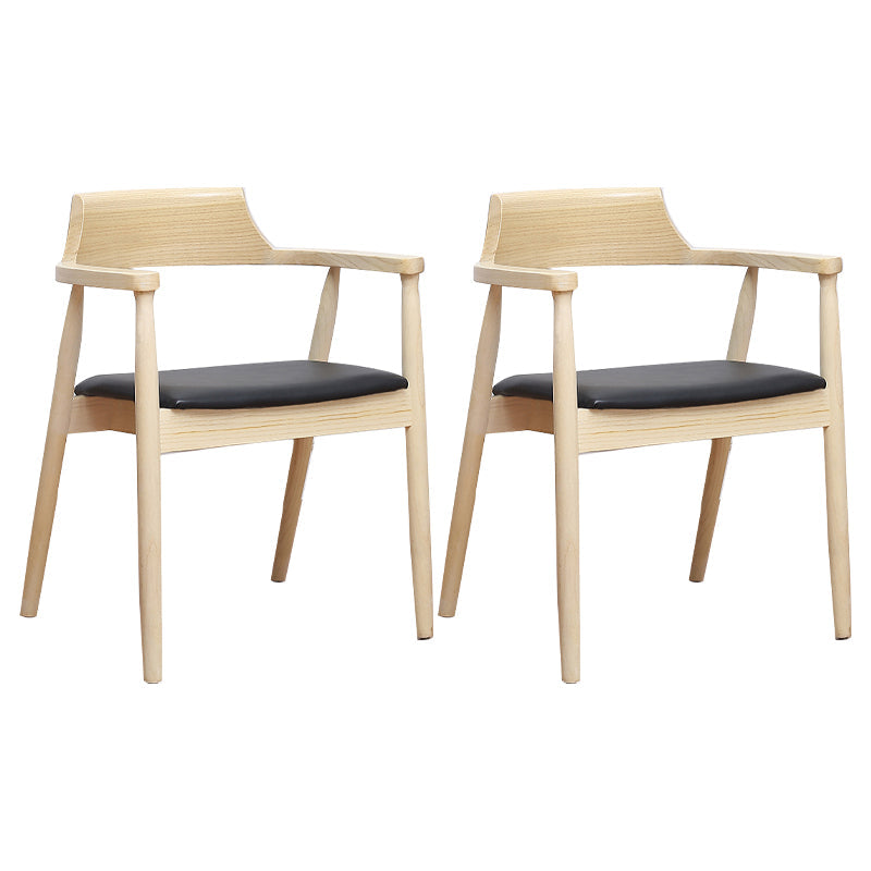 Contemporary Ash Open Back Arm Chair Walnut Upholstered Dining Chair (Set of 2) Natural Wood Black Clearhalo ' kitchen&dining_furn' 'Dining Chairs' 'Dining Tables & Seating' 'dining_chair' 'furn' 'furn_dining_chair' 'Furniture' 'furniture_dining_chair' 'Kitchen & Dining Furniture' 'kitchen' 4343772