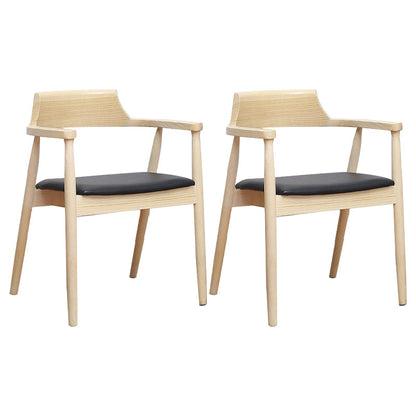 Contemporary Ash Open Back Arm Chair Walnut Upholstered Dining Chair (Set of 2) Natural Wood Black Clearhalo ' kitchen&dining_furn' 'Dining Chairs' 'Dining Tables & Seating' 'dining_chair' 'furn' 'furn_dining_chair' 'Furniture' 'furniture_dining_chair' 'Kitchen & Dining Furniture' 'kitchen' 4343772