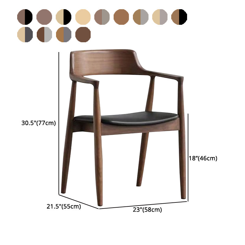 Contemporary Ash Open Back Arm Chair Walnut Upholstered Dining Chair (Set of 2) Clearhalo ' kitchen&dining_furn' 'Dining Chairs' 'Dining Tables & Seating' 'dining_chair' 'furn' 'furn_dining_chair' 'Furniture' 'furniture_dining_chair' 'Kitchen & Dining Furniture' 'kitchen' 4343773