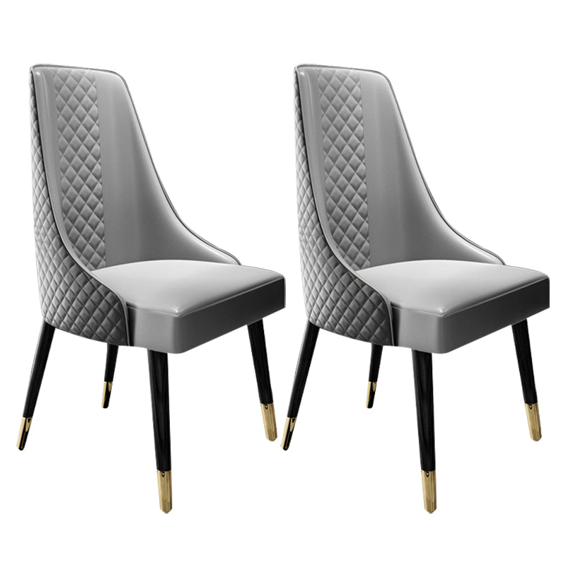 Scandinavian Style Metal Chair Dining Room Solid Back Side Chairs (Set of 2) Grey Clearhalo ' kitchen&dining_furn' 'Dining Chairs' 'Dining Tables & Seating' 'dining_chair' 'furn' 'furn_dining_chair' 'Furniture' 'furniture_dining_chair' 'Kitchen & Dining Furniture' 'kitchen' 4343775