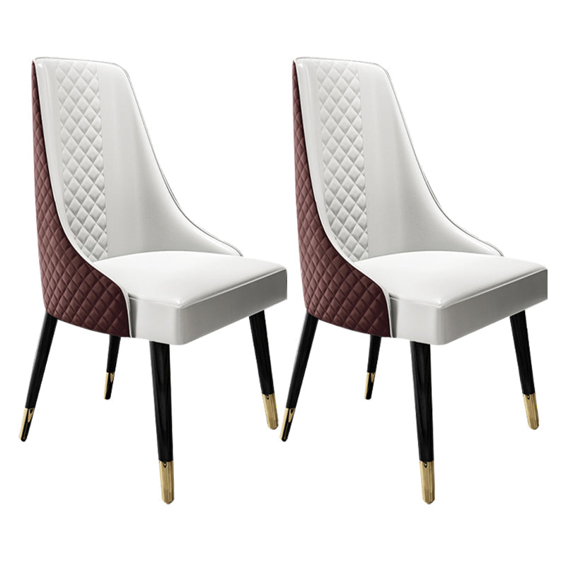 Scandinavian Style Metal Chair Dining Room Solid Back Side Chairs (Set of 2) Coffee Clearhalo ' kitchen&dining_furn' 'Dining Chairs' 'Dining Tables & Seating' 'dining_chair' 'furn' 'furn_dining_chair' 'Furniture' 'furniture_dining_chair' 'Kitchen & Dining Furniture' 'kitchen' 4343784