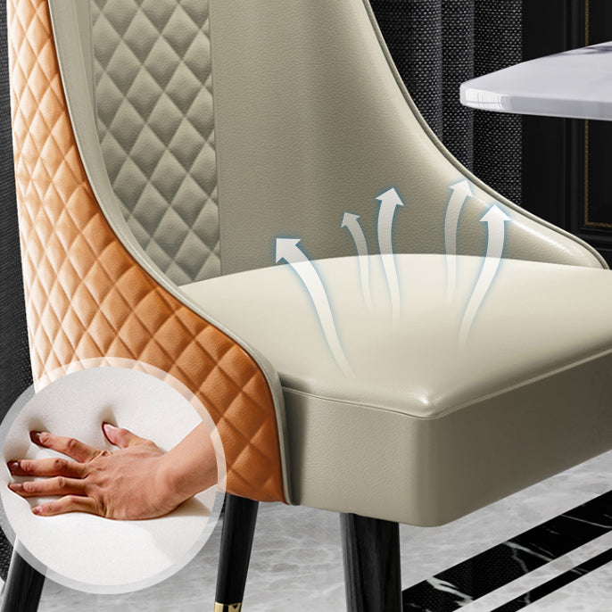 Scandinavian Style Metal Chair Dining Room Solid Back Side Chairs (Set of 2) Clearhalo ' kitchen&dining_furn' 'Dining Chairs' 'Dining Tables & Seating' 'dining_chair' 'furn' 'furn_dining_chair' 'Furniture' 'furniture_dining_chair' 'Kitchen & Dining Furniture' 'kitchen' 4343785