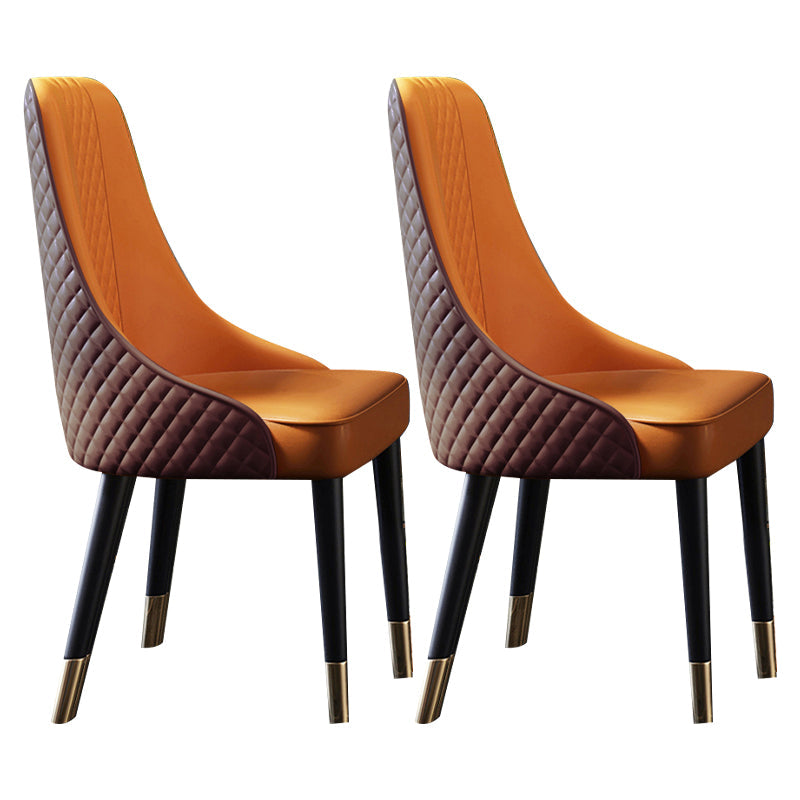 Scandinavian Style Metal Chair Dining Room Solid Back Side Chairs (Set of 2) Gray Coffee Clearhalo ' kitchen&dining_furn' 'Dining Chairs' 'Dining Tables & Seating' 'dining_chair' 'furn' 'furn_dining_chair' 'Furniture' 'furniture_dining_chair' 'Kitchen & Dining Furniture' 'kitchen' 4343788