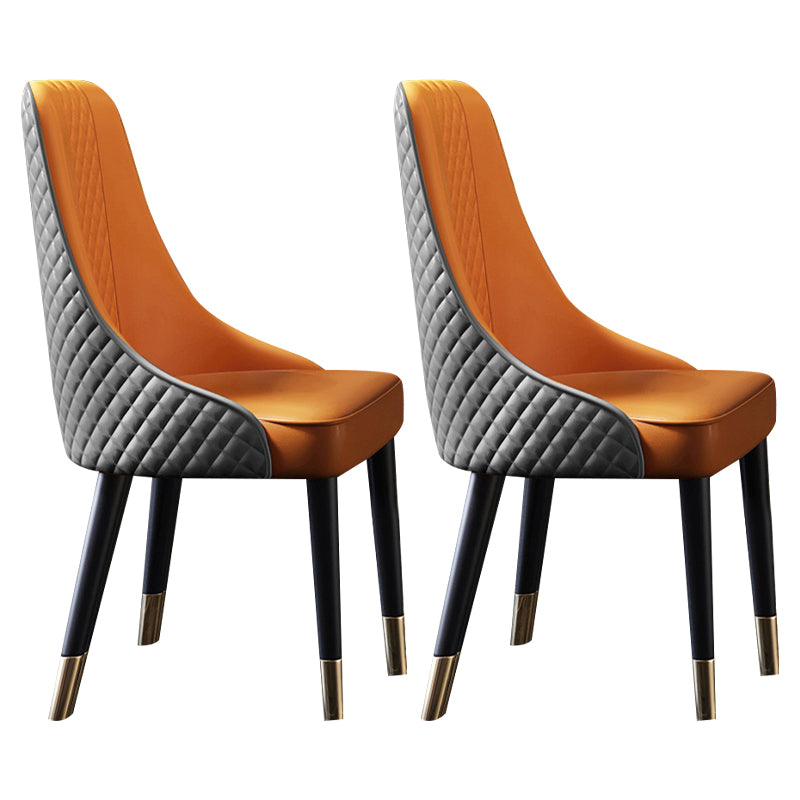 Scandinavian Style Metal Chair Dining Room Solid Back Side Chairs (Set of 2) Gray-Yellow Clearhalo ' kitchen&dining_furn' 'Dining Chairs' 'Dining Tables & Seating' 'dining_chair' 'furn' 'furn_dining_chair' 'Furniture' 'furniture_dining_chair' 'Kitchen & Dining Furniture' 'kitchen' 4343790