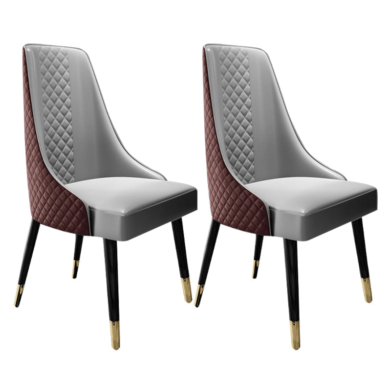 Scandinavian Style Metal Chair Dining Room Solid Back Side Chairs (Set of 2) Dark Coffee Clearhalo ' kitchen&dining_furn' 'Dining Chairs' 'Dining Tables & Seating' 'dining_chair' 'furn' 'furn_dining_chair' 'Furniture' 'furniture_dining_chair' 'Kitchen & Dining Furniture' 'kitchen' 4343793