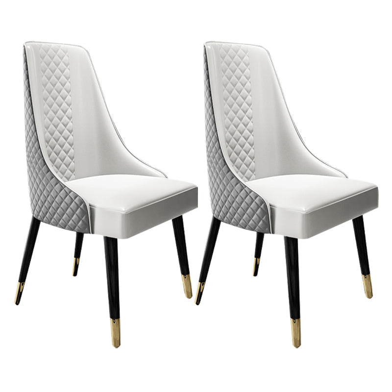 Scandinavian Style Metal Chair Dining Room Solid Back Side Chairs (Set of 2) Light Gray-White Clearhalo ' kitchen&dining_furn' 'Dining Chairs' 'Dining Tables & Seating' 'dining_chair' 'furn' 'furn_dining_chair' 'Furniture' 'furniture_dining_chair' 'Kitchen & Dining Furniture' 'kitchen' 4343794