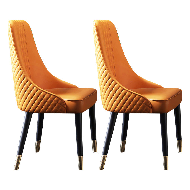 Scandinavian Style Metal Chair Dining Room Solid Back Side Chairs (Set of 2) Light Orange Clearhalo ' kitchen&dining_furn' 'Dining Chairs' 'Dining Tables & Seating' 'dining_chair' 'furn' 'furn_dining_chair' 'Furniture' 'furniture_dining_chair' 'Kitchen & Dining Furniture' 'kitchen' 4343796
