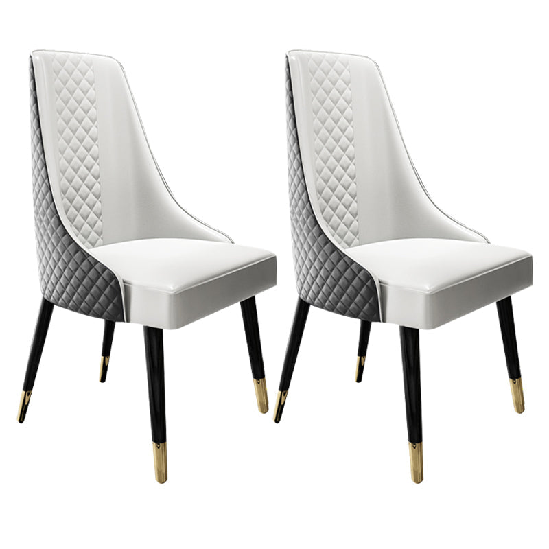 Scandinavian Style Metal Chair Dining Room Solid Back Side Chairs (Set of 2) Dark Gray-White Clearhalo ' kitchen&dining_furn' 'Dining Chairs' 'Dining Tables & Seating' 'dining_chair' 'furn' 'furn_dining_chair' 'Furniture' 'furniture_dining_chair' 'Kitchen & Dining Furniture' 'kitchen' 4343798