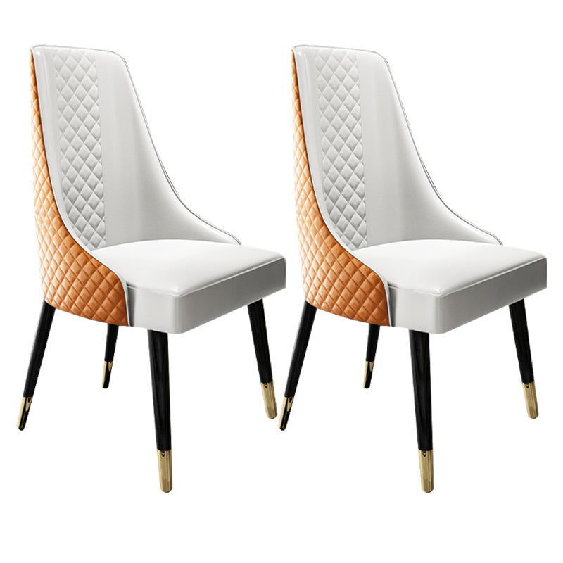 Scandinavian Style Metal Chair Dining Room Solid Back Side Chairs (Set of 2) Orange White Clearhalo ' kitchen&dining_furn' 'Dining Chairs' 'Dining Tables & Seating' 'dining_chair' 'furn' 'furn_dining_chair' 'Furniture' 'furniture_dining_chair' 'Kitchen & Dining Furniture' 'kitchen' 4343799