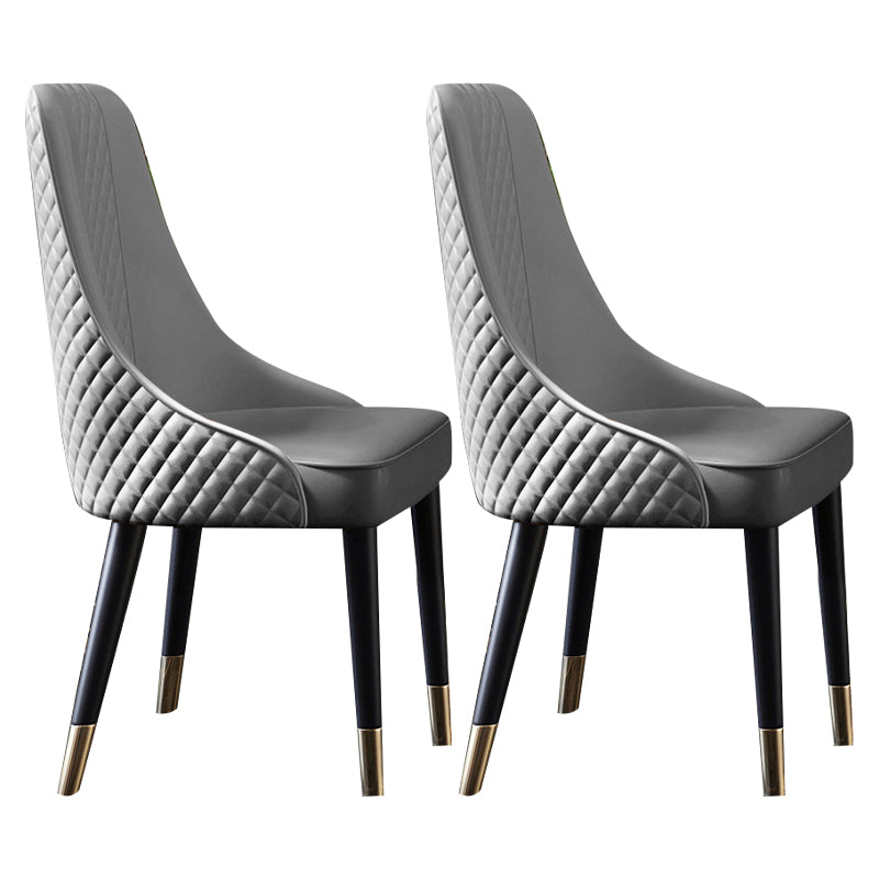 Scandinavian Style Metal Chair Dining Room Solid Back Side Chairs (Set of 2) Heather Gray Clearhalo ' kitchen&dining_furn' 'Dining Chairs' 'Dining Tables & Seating' 'dining_chair' 'furn' 'furn_dining_chair' 'Furniture' 'furniture_dining_chair' 'Kitchen & Dining Furniture' 'kitchen' 4343800