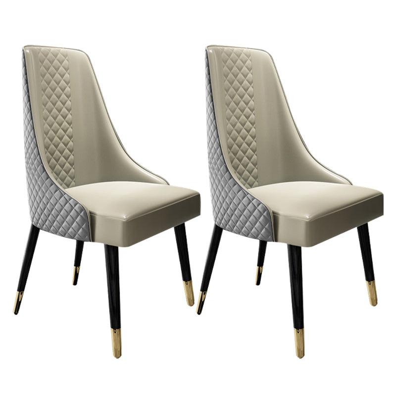 Scandinavian Style Metal Chair Dining Room Solid Back Side Chairs (Set of 2) Cream Gray Clearhalo ' kitchen&dining_furn' 'Dining Chairs' 'Dining Tables & Seating' 'dining_chair' 'furn' 'furn_dining_chair' 'Furniture' 'furniture_dining_chair' 'Kitchen & Dining Furniture' 'kitchen' 4343801