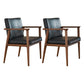 Traditional Solid Back Dining Armchair Upholstered Arm Chairs with Wood Legs Matte Black 2 Piece Set Clearhalo ' kitchen&dining_furn' 'Dining Chairs' 'Dining Tables & Seating' 'dining_chair' 'furn' 'furn_dining_chair' 'Furniture' 'furniture_dining_chair' 'Kitchen & Dining Furniture' 'kitchen' 4343810