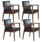 Traditional Solid Back Dining Armchair Upholstered Arm Chairs with Wood Legs Matte Black 4 Piece Set Clearhalo ' kitchen&dining_furn' 'Dining Chairs' 'Dining Tables & Seating' 'dining_chair' 'furn' 'furn_dining_chair' 'Furniture' 'furniture_dining_chair' 'Kitchen & Dining Furniture' 'kitchen' 4343812