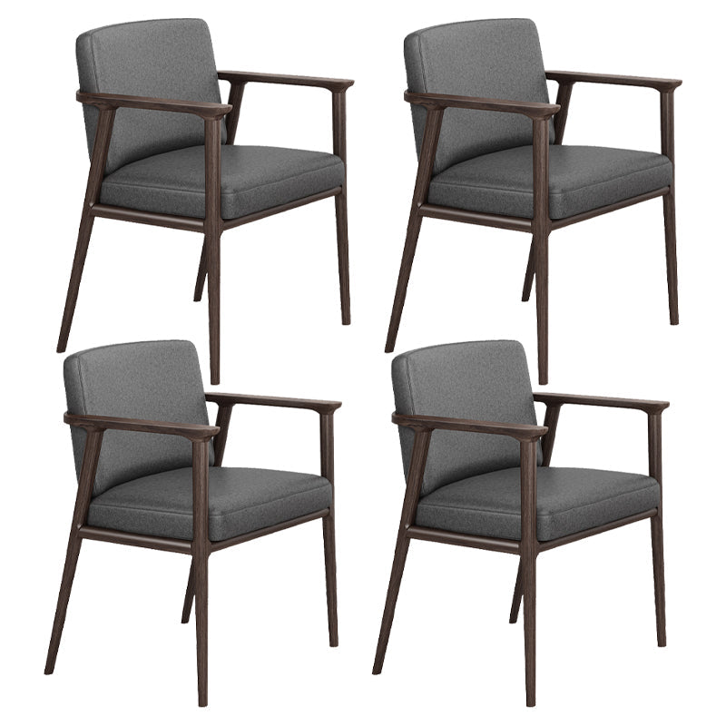 Traditional Solid Back Dining Armchair Upholstered Arm Chairs with Wood Legs Grey 4 Piece Set Clearhalo ' kitchen&dining_furn' 'Dining Chairs' 'Dining Tables & Seating' 'dining_chair' 'furn' 'furn_dining_chair' 'Furniture' 'furniture_dining_chair' 'Kitchen & Dining Furniture' 'kitchen' 4343817