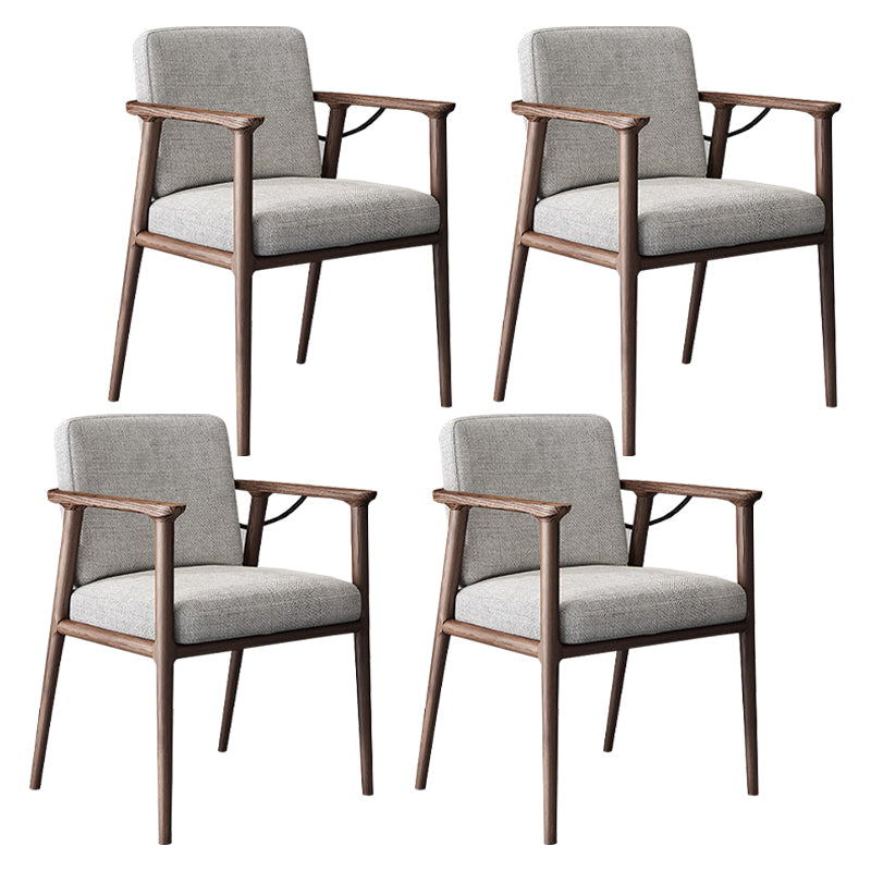 Traditional Solid Back Dining Armchair Upholstered Arm Chairs with Wood Legs Light Gray 4 Piece Set Clearhalo ' kitchen&dining_furn' 'Dining Chairs' 'Dining Tables & Seating' 'dining_chair' 'furn' 'furn_dining_chair' 'Furniture' 'furniture_dining_chair' 'Kitchen & Dining Furniture' 'kitchen' 4343821