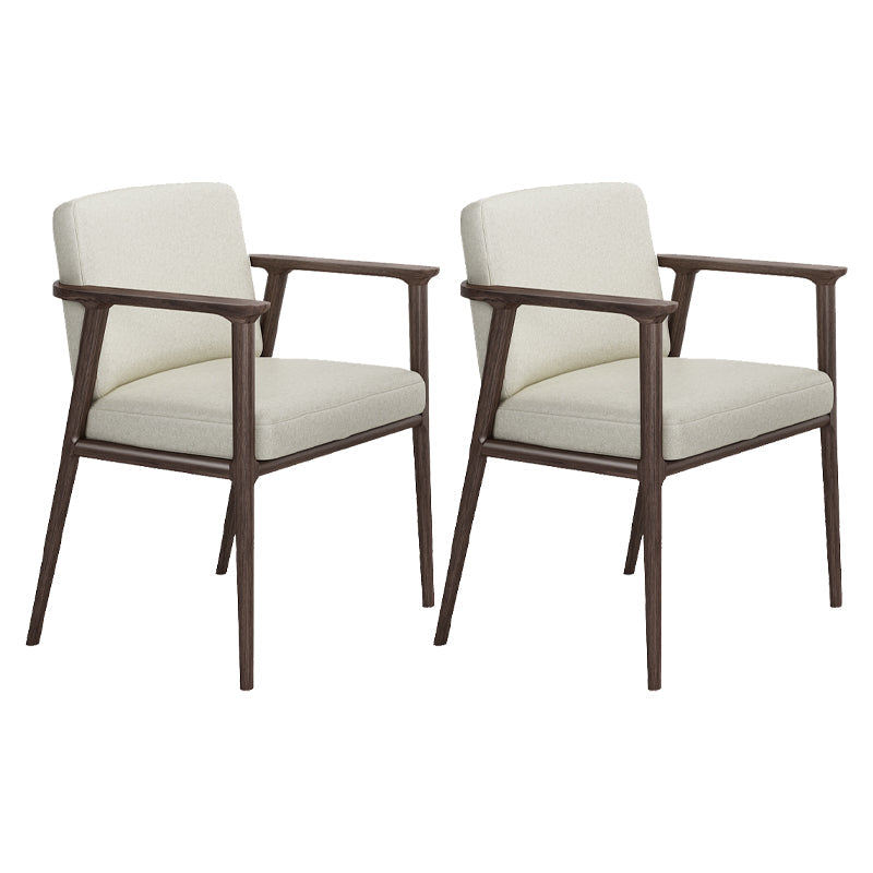 Traditional Solid Back Dining Armchair Upholstered Arm Chairs with Wood Legs White 2 Piece Set Clearhalo ' kitchen&dining_furn' 'Dining Chairs' 'Dining Tables & Seating' 'dining_chair' 'furn' 'furn_dining_chair' 'Furniture' 'furniture_dining_chair' 'Kitchen & Dining Furniture' 'kitchen' 4343825