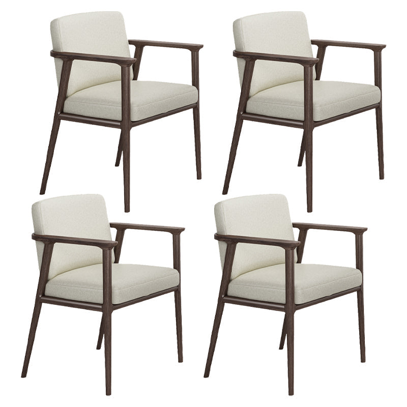 Traditional Solid Back Dining Armchair Upholstered Arm Chairs with Wood Legs White 4 Piece Set Clearhalo ' kitchen&dining_furn' 'Dining Chairs' 'Dining Tables & Seating' 'dining_chair' 'furn' 'furn_dining_chair' 'Furniture' 'furniture_dining_chair' 'Kitchen & Dining Furniture' 'kitchen' 4343828