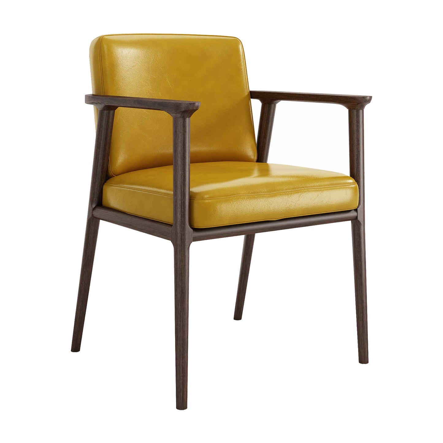 Traditional Solid Back Dining Armchair Upholstered Arm Chairs with Wood Legs Yellow 1 Piece Clearhalo ' kitchen&dining_furn' 'Dining Chairs' 'Dining Tables & Seating' 'dining_chair' 'furn' 'furn_dining_chair' 'Furniture' 'furniture_dining_chair' 'Kitchen & Dining Furniture' 'kitchen' 4343830