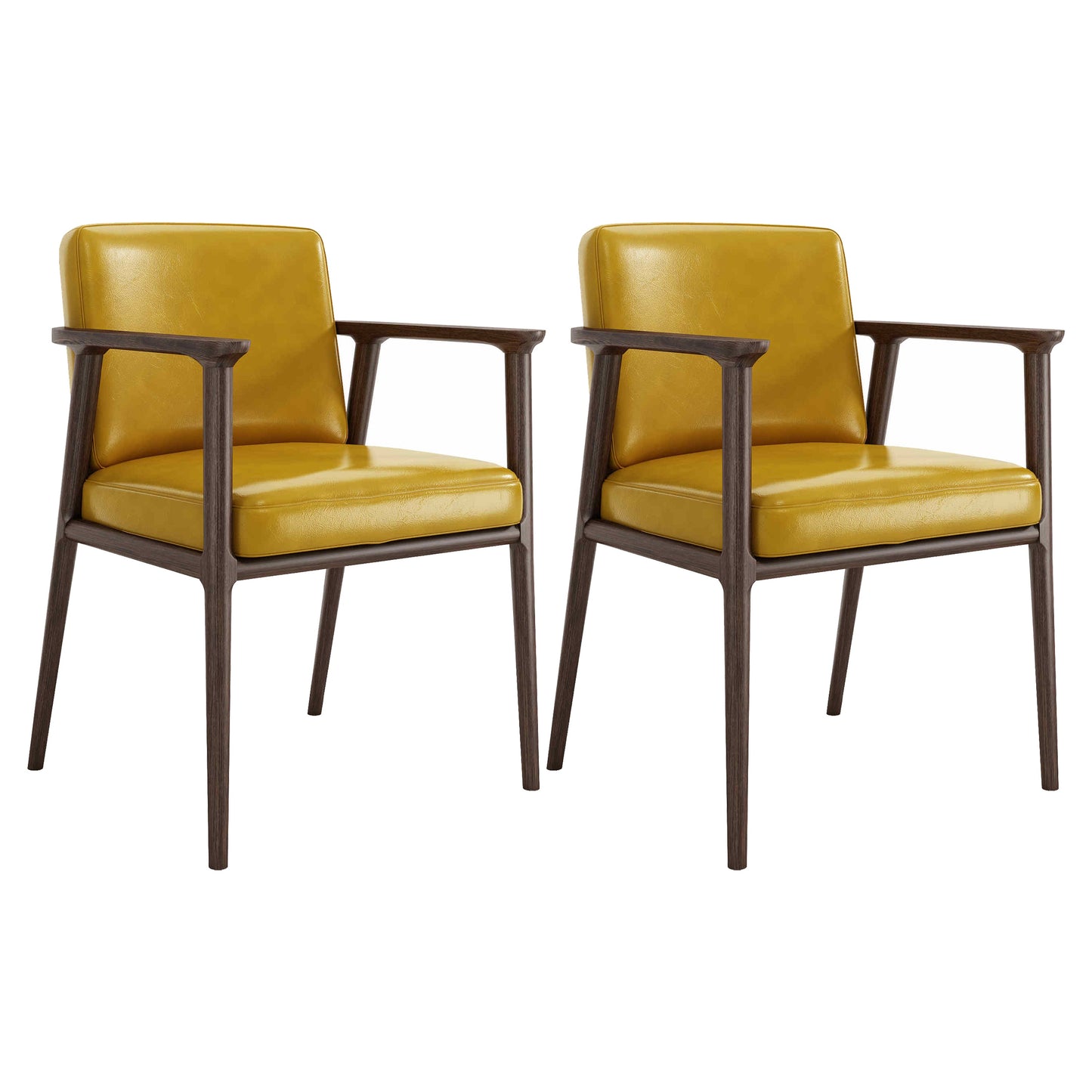 Traditional Solid Back Dining Armchair Upholstered Arm Chairs with Wood Legs Yellow 2 Piece Set Clearhalo ' kitchen&dining_furn' 'Dining Chairs' 'Dining Tables & Seating' 'dining_chair' 'furn' 'furn_dining_chair' 'Furniture' 'furniture_dining_chair' 'Kitchen & Dining Furniture' 'kitchen' 4343831