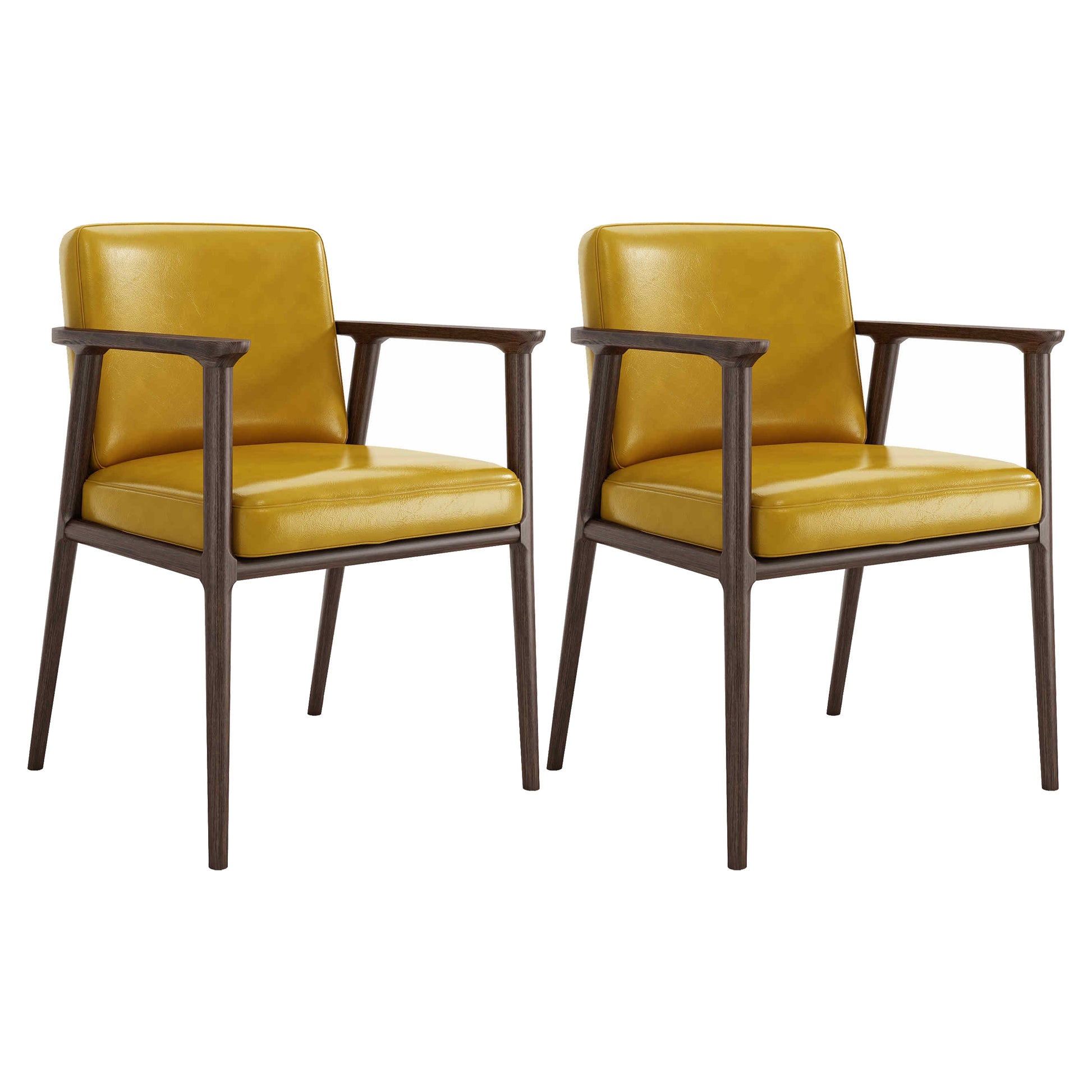 Traditional Solid Back Dining Armchair Upholstered Arm Chairs with Wood Legs Yellow 2 Piece Set Clearhalo ' kitchen&dining_furn' 'Dining Chairs' 'Dining Tables & Seating' 'dining_chair' 'furn' 'furn_dining_chair' 'Furniture' 'furniture_dining_chair' 'Kitchen & Dining Furniture' 'kitchen' 4343831