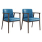 Traditional Solid Back Dining Armchair Upholstered Arm Chairs with Wood Legs Blue 2 Piece Set Clearhalo ' kitchen&dining_furn' 'Dining Chairs' 'Dining Tables & Seating' 'dining_chair' 'furn' 'furn_dining_chair' 'Furniture' 'furniture_dining_chair' 'Kitchen & Dining Furniture' 'kitchen' 4343834