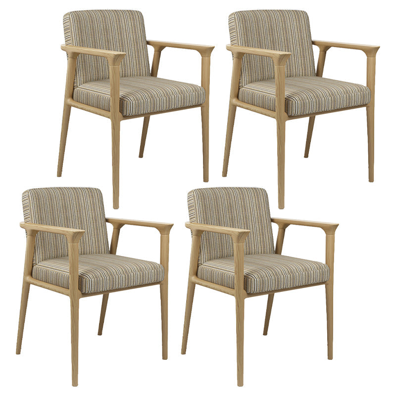 Traditional Solid Back Dining Armchair Upholstered Arm Chairs with Wood Legs White-Green-Yellow 4 Piece Set Clearhalo ' kitchen&dining_furn' 'Dining Chairs' 'Dining Tables & Seating' 'dining_chair' 'furn' 'furn_dining_chair' 'Furniture' 'furniture_dining_chair' 'Kitchen & Dining Furniture' 'kitchen' 4343841