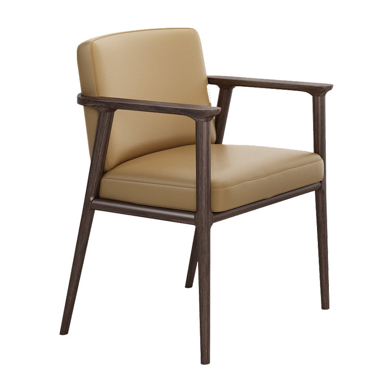 Traditional Solid Back Dining Armchair Upholstered Arm Chairs with Wood Legs Coffee 1 Piece Clearhalo ' kitchen&dining_furn' 'Dining Chairs' 'Dining Tables & Seating' 'dining_chair' 'furn' 'furn_dining_chair' 'Furniture' 'furniture_dining_chair' 'Kitchen & Dining Furniture' 'kitchen' 4343842